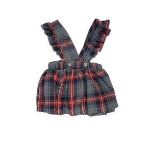 Monkey Bars Baby Girls Plaid Ruffle Overall Pinafore Skirt Grey/Red